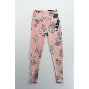 NWT Kay Unger pretty peony peach floral leggings womens medium athleisure active